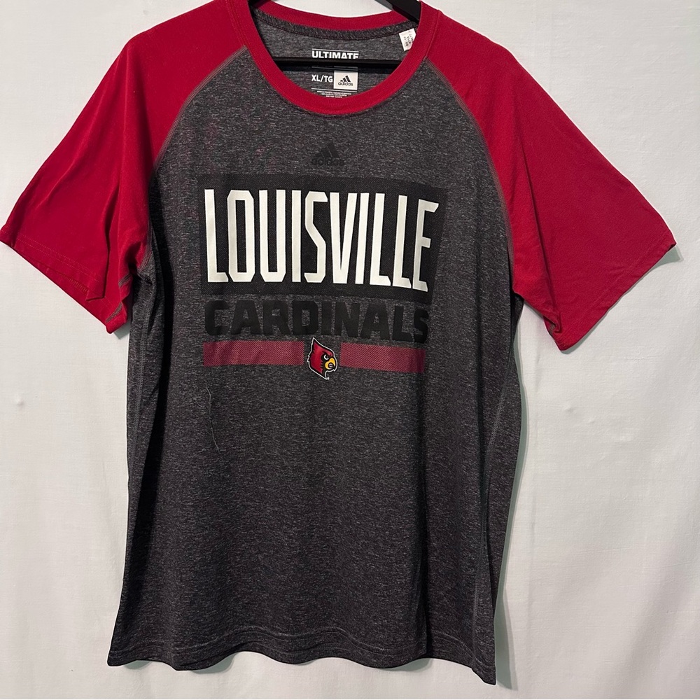 University Of Louisville Cardinals T-Shirt Size XL Adidas Climalite Go Cards